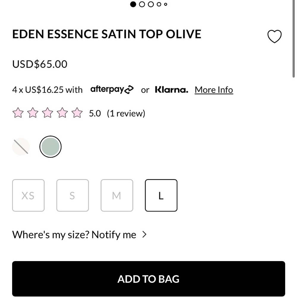 Eden Essence Satin Top Olive - Hello Molly NWT size small - Picture 6 of 7